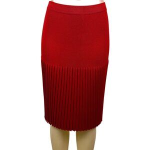 Exclusively Misook Womens Red Knit Pleated Skirt Size S